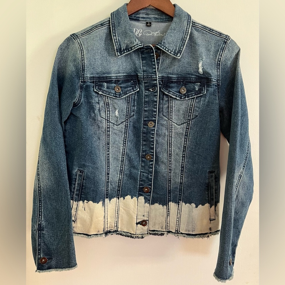 DG2 by Diane Gilman Faux Painted Denim Jean Jacket, Size S